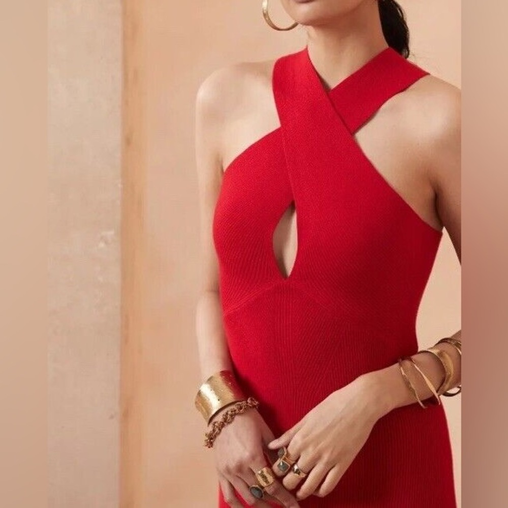 Banana Republic Red Bodycon Halter Dress